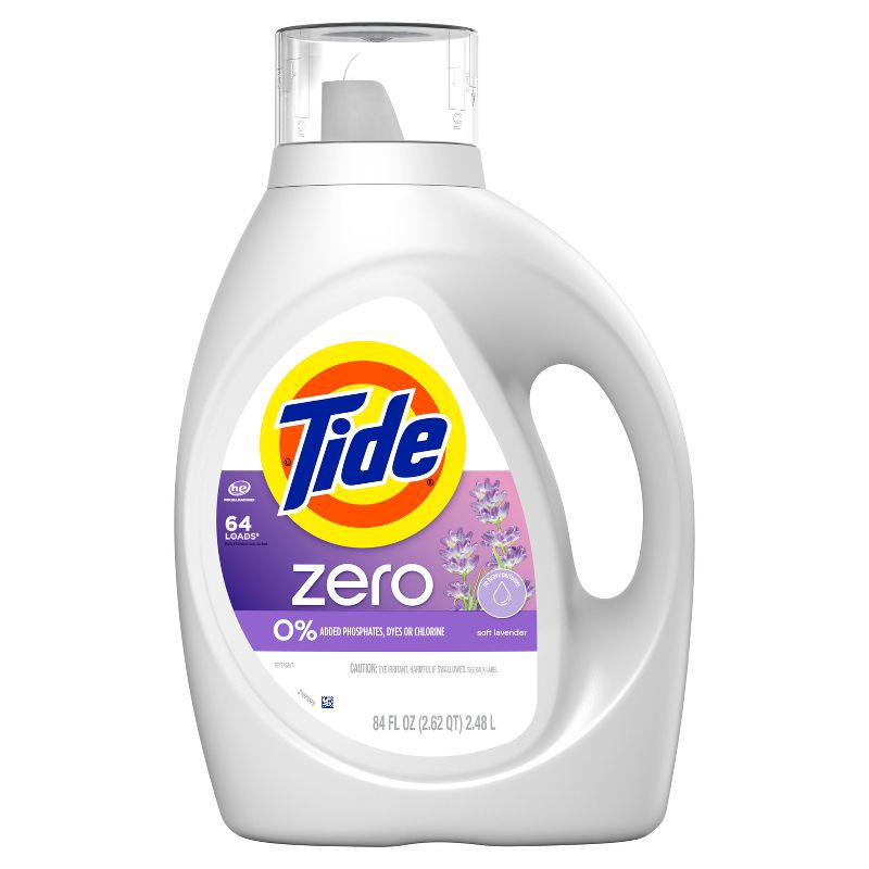 slide 7 of 8, Tide Zero Soft Lavender HE Deep Cleaning Concentrated Liquid Laundry Detergent 64 Loads - 84 fl oz, 84 fl oz