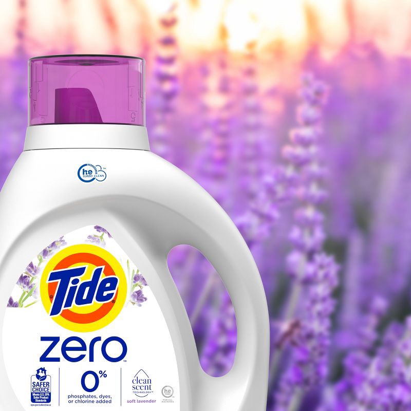 slide 7 of 10, Tide Lavender Scent Zero HE Compatible Soft Liquid Laundry Detergent - 84 fl oz, 92 fl oz