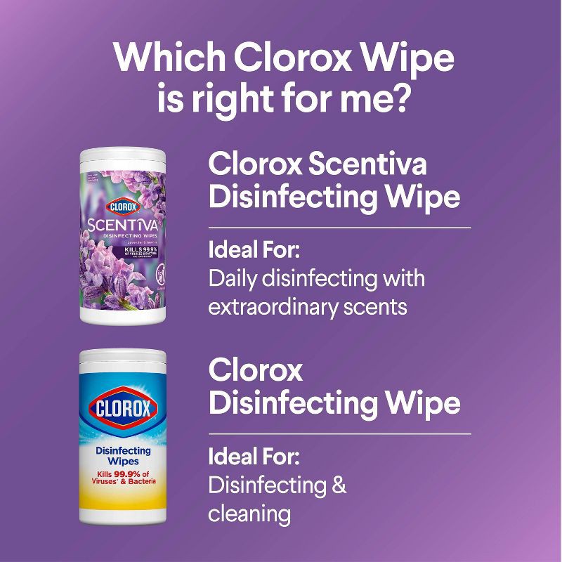 slide 10 of 15, Clorox Scentiva Disinfecting Wipes - Lavender - 75ct, 75 ct
