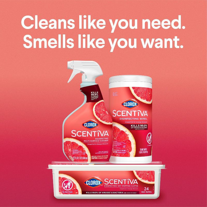 slide 9 of 15, Clorox Scentiva Grapefruit & Orange Blossom Disinfecting Wipes - 75ct, 75 ct