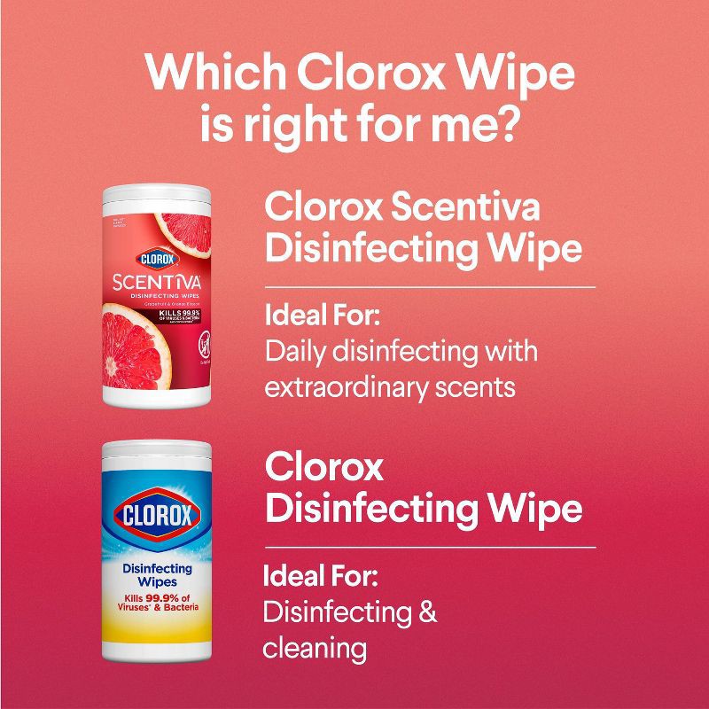 slide 10 of 15, Clorox Scentiva Grapefruit & Orange Blossom Disinfecting Wipes - 75ct, 75 ct