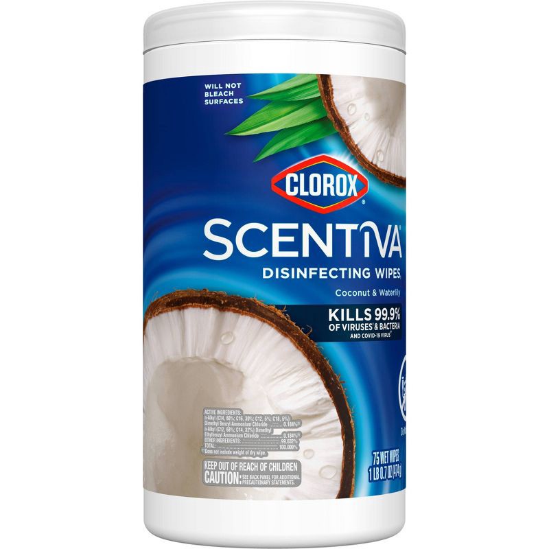 slide 11 of 12, Clorox Scentiva Coconut & Waterlily Disinfecting Wipes - 75ct, 75 ct