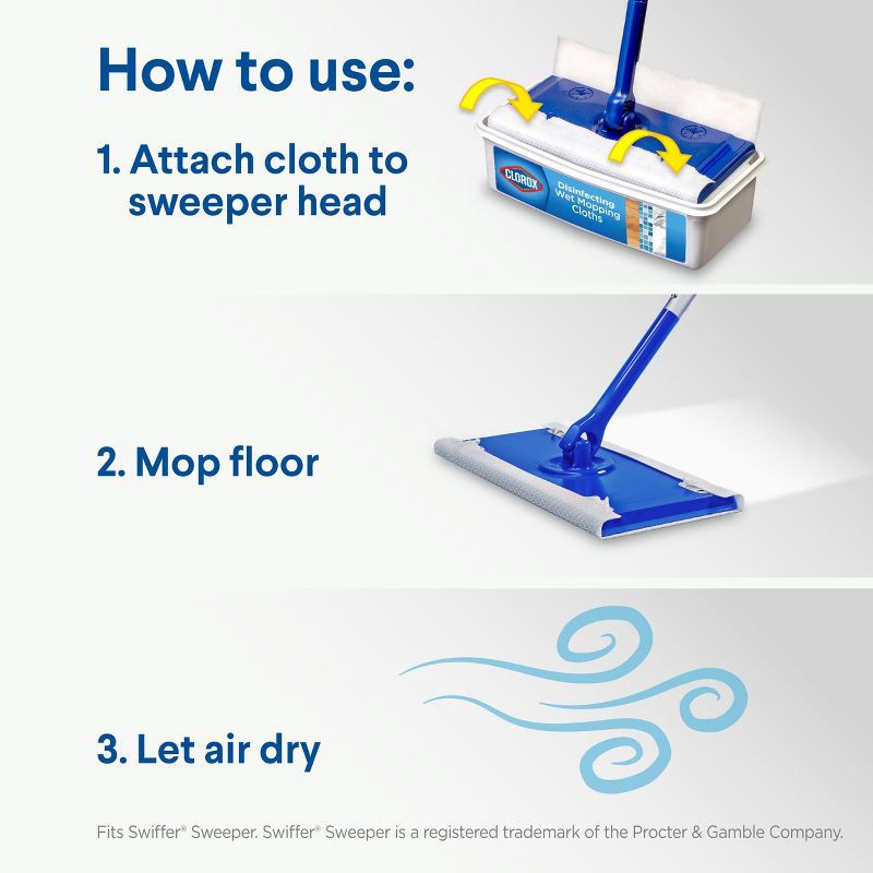 slide 5 of 15, Clorox Rain Clean Disinfecting Mopping Cloth - 24ct, 24 ct