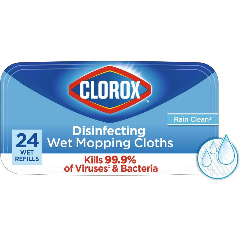 slide 1 of 15, Clorox Rain Clean Disinfecting Mopping Cloth - 24ct, 24 ct
