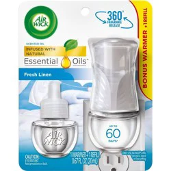 Air Wick Scented Oil Starter Kit - Fresh Linen - 0.67 fl oz: Electric, 2-Pack, Spring