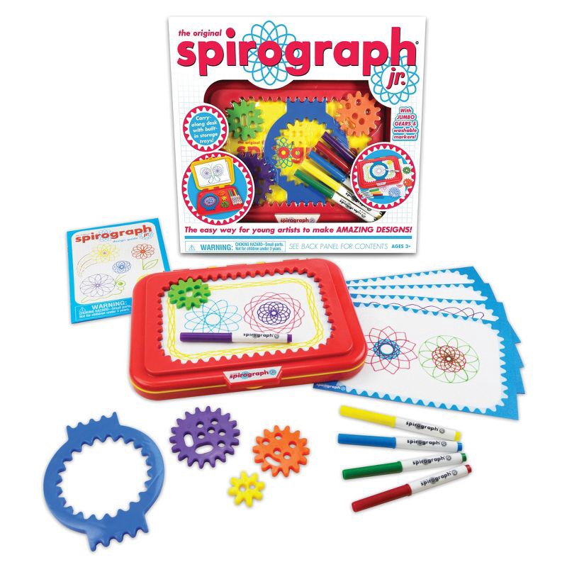 slide 2 of 8, Hasbro Spirograph Jr. Design Set: Creative Drawing Kit for Kids, Includes Paper & Markers, Ages 3+, Plastic, 13 Pieces, 13 ct