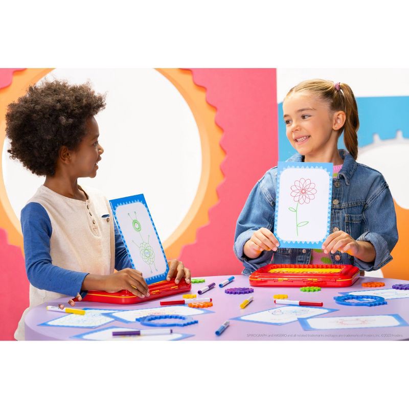 slide 7 of 8, Hasbro Spirograph Jr. Design Set: Creative Drawing Kit for Kids, Includes Paper & Markers, Ages 3+, Plastic, 13 Pieces, 13 ct