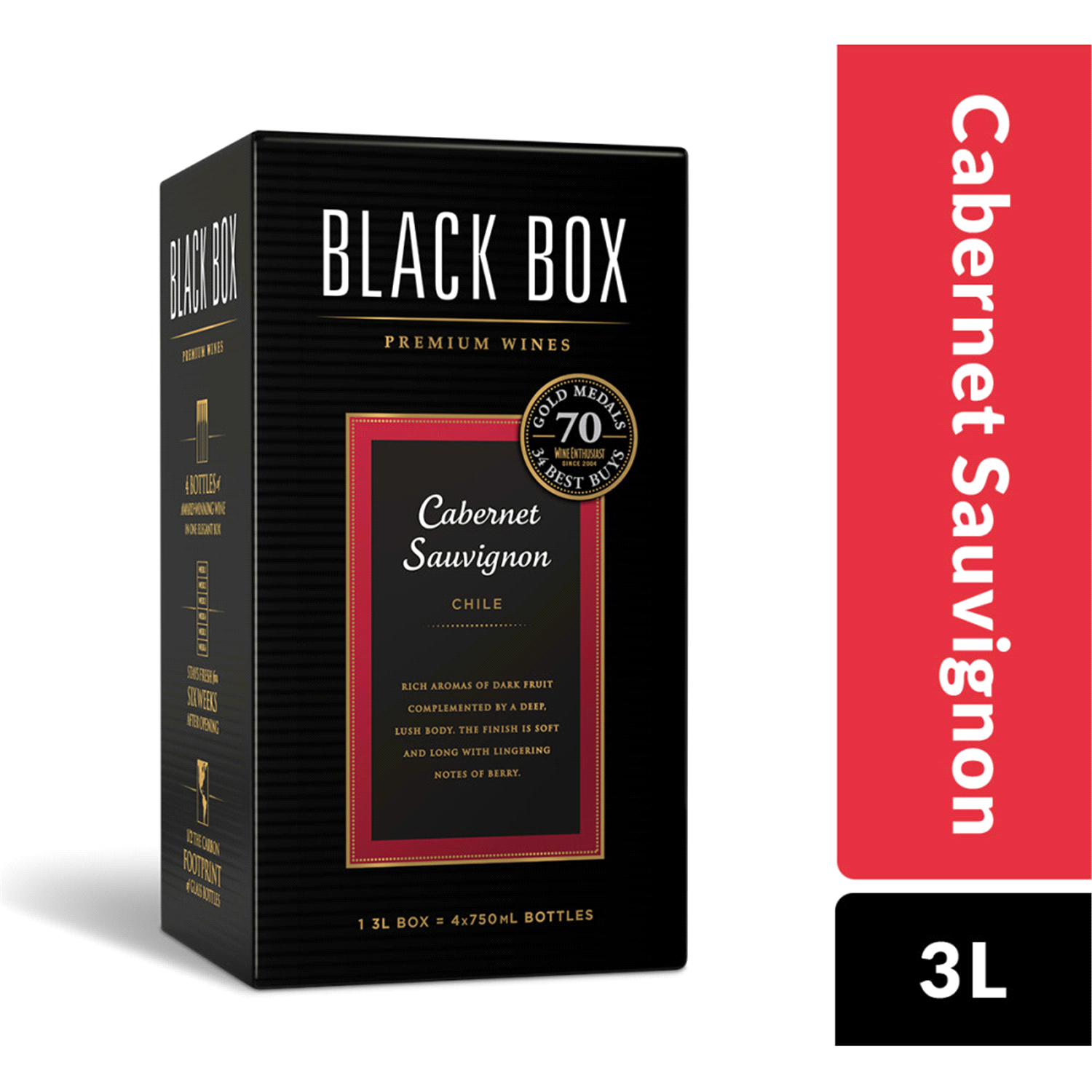 slide 1 of 3, Black Box Cabernet Sauvignon Red Wine 3L Box, 3 liter