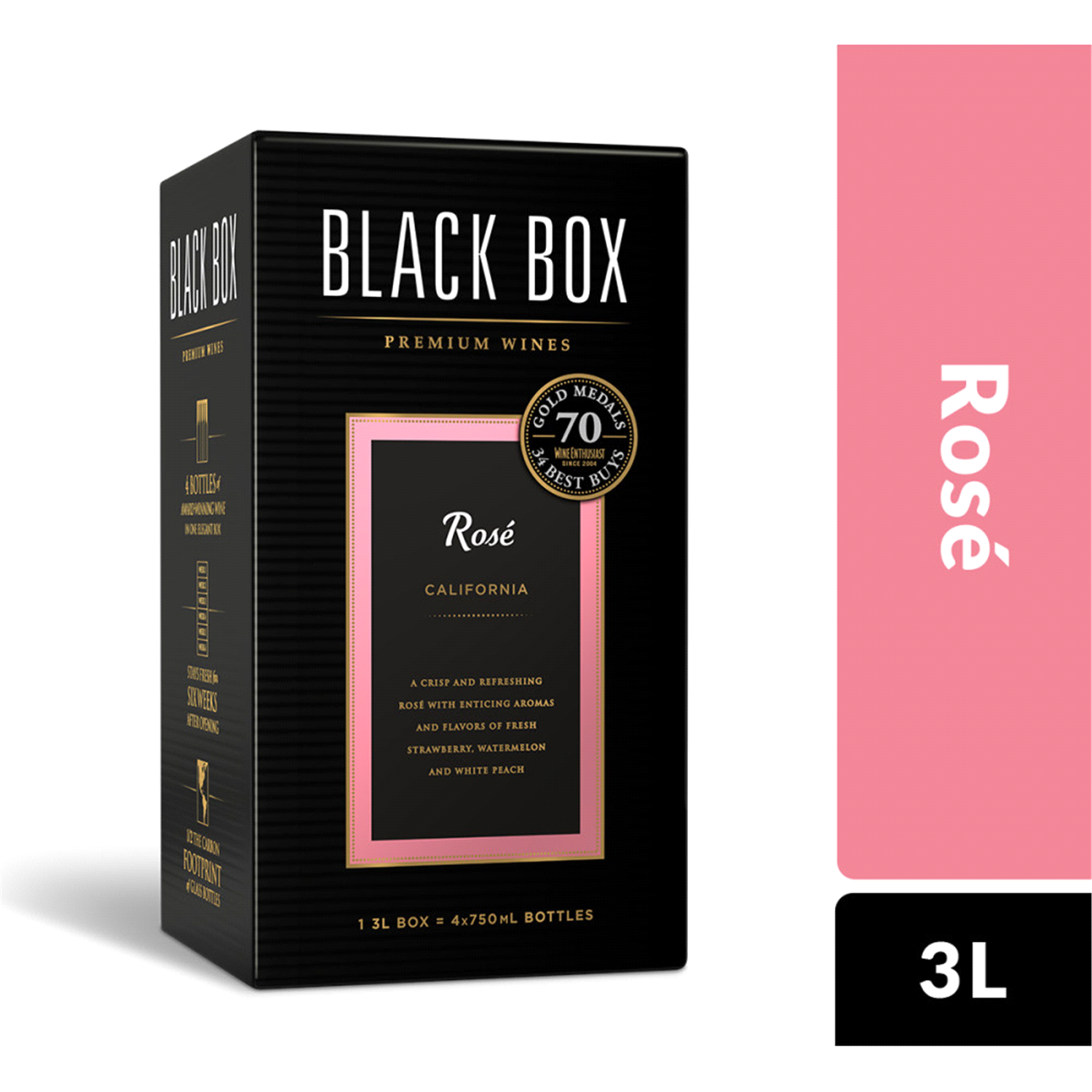 slide 1 of 5, Black Box Rosé Wine 3L Box, 3 liter