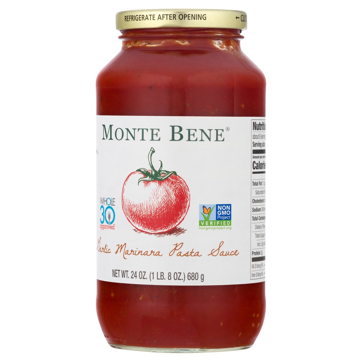 slide 6 of 10, Monte Bene Garlic Marinara Pasta Sauce, 24 oz