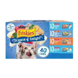 Friskies Oceans of Delight Fish Flavor Wet Cat Food - 5.5oz/40ct Variety Pack