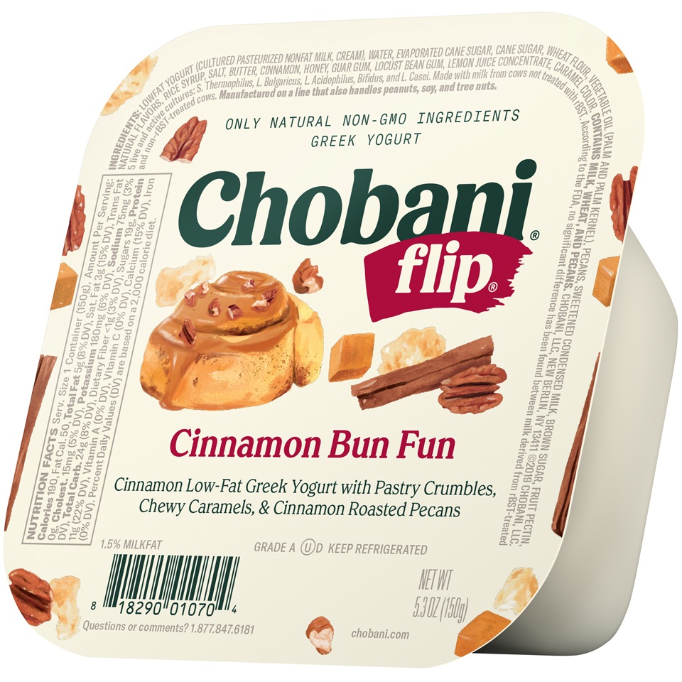 slide 3 of 8, Chobani Flip Cinnamon Bun Fun Low Fat Greek Yogurt, 5.3 oz