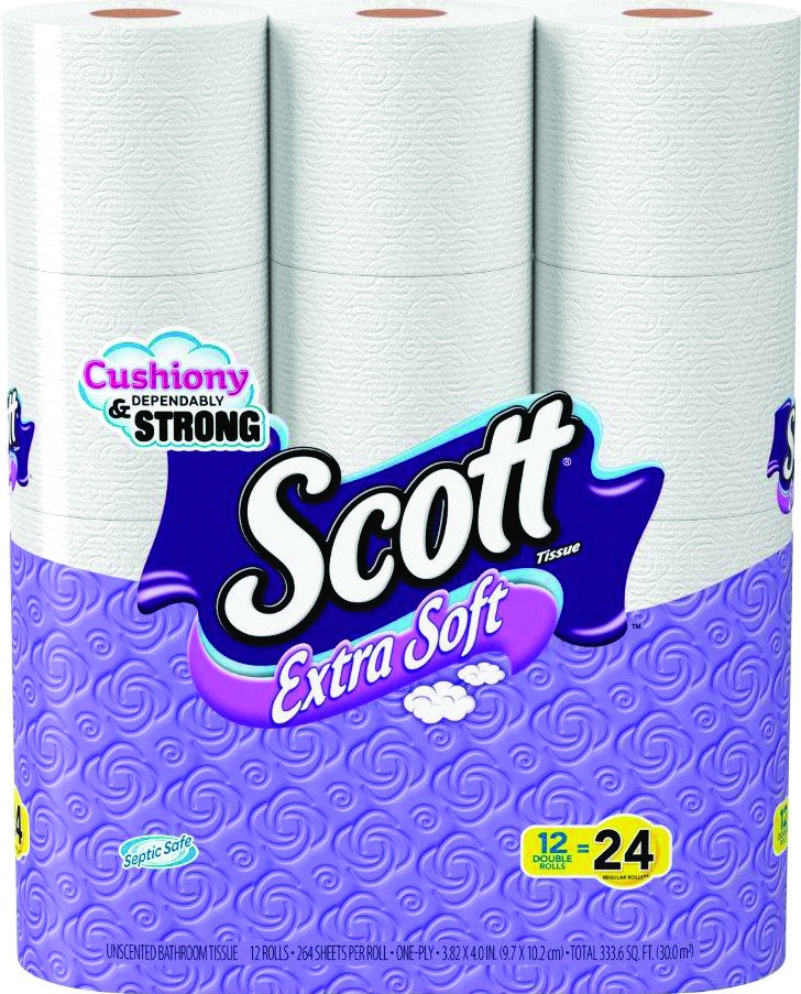 slide 1 of 1, Scott Extra Soft 1- Ply Unscented Bathroom Tissue, 12 ct