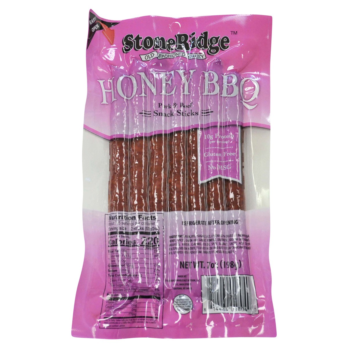 slide 1 of 1, StoneRidge Honey BBQ Snack Sticks, 7 oz