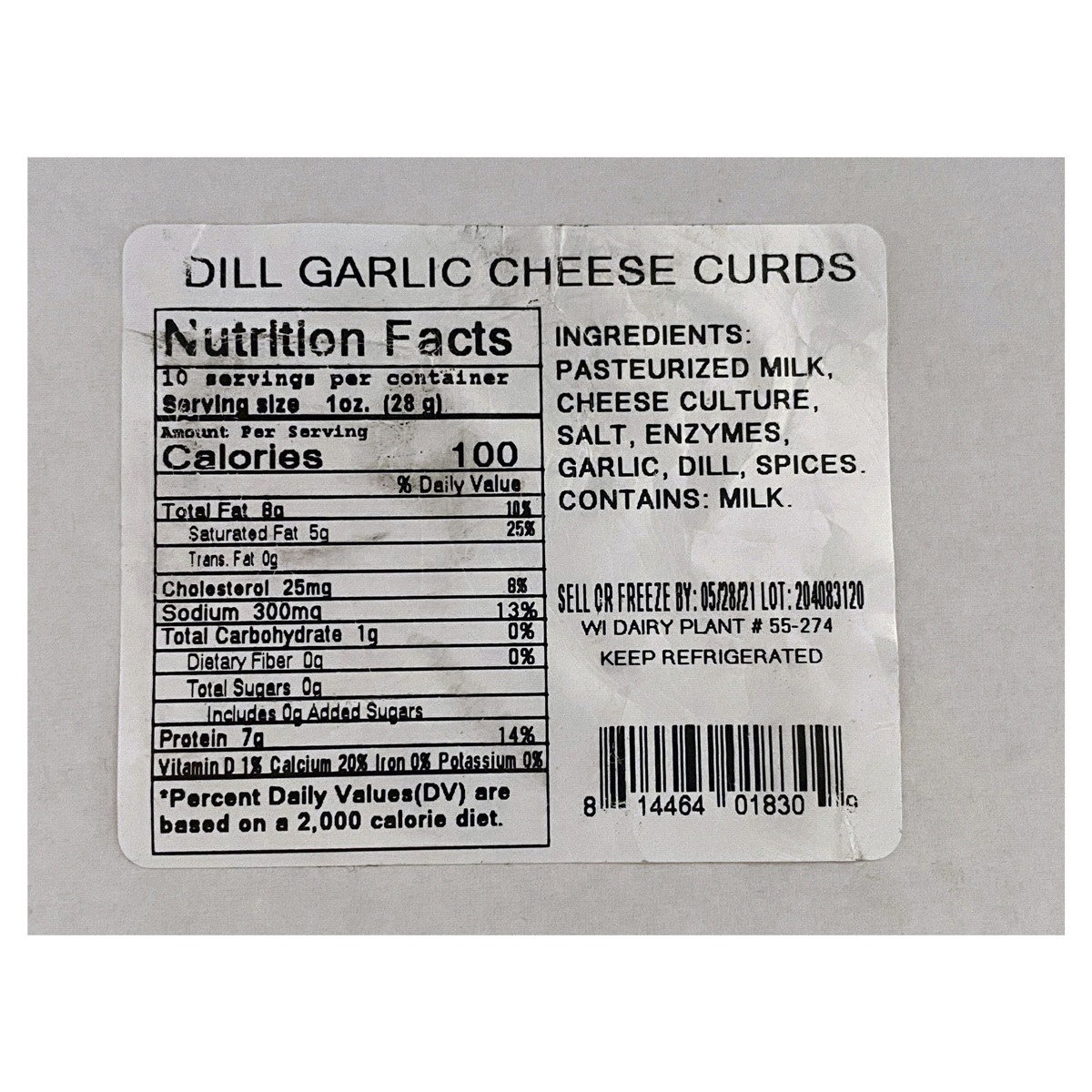 slide 2 of 2, StoneRidge Dill Garlic Cheese Curds - 10 oz, 10 oz