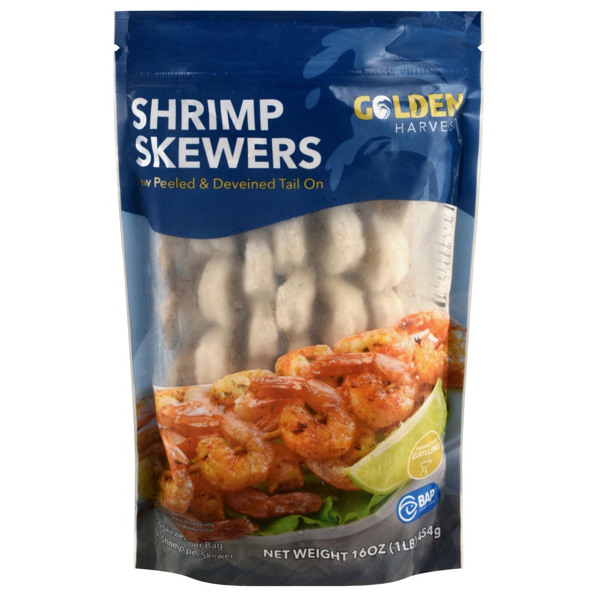 slide 2 of 4, Golden Home Golden Harvest Shrimp Skewers, 1 lb