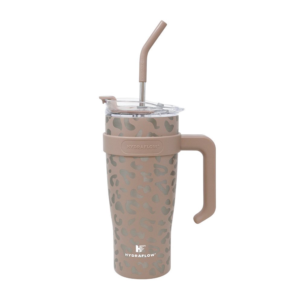 slide 1 of 1, Hydraflow Capri Straw Tumbler - Cheetah Khaki, 30 oz