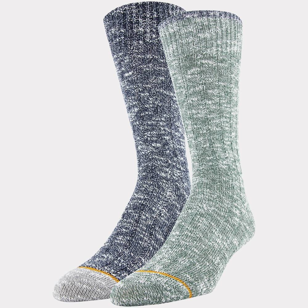 slide 1 of 3, Signature Gold by GOLDTOE Men's Native Nomad Crew Slub Socks - Marbled Navy, 2 ct