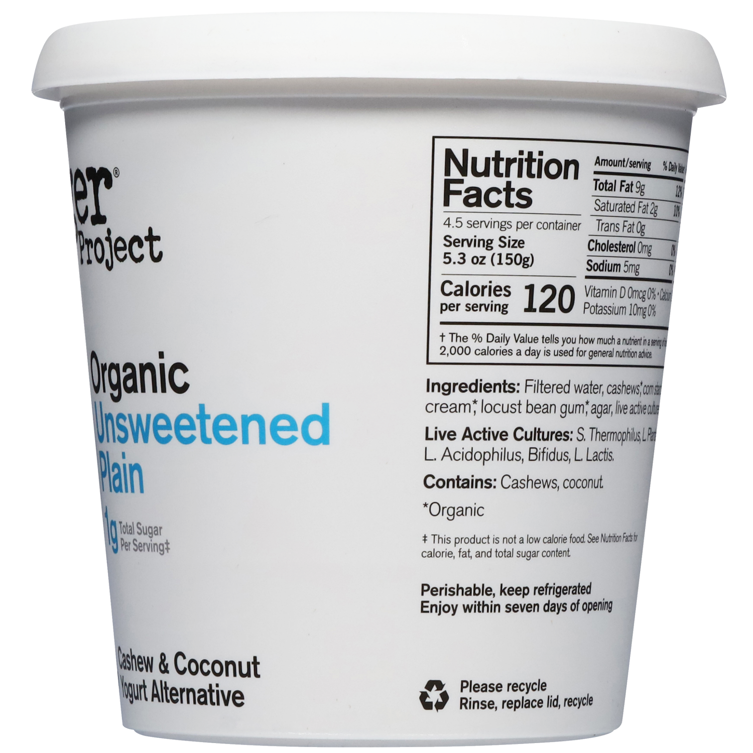 slide 5 of 5, Forager Project Dairy-Free Organic Unsweetened Plain Cashewmilk Yogurt 24 oz, 24 fl oz