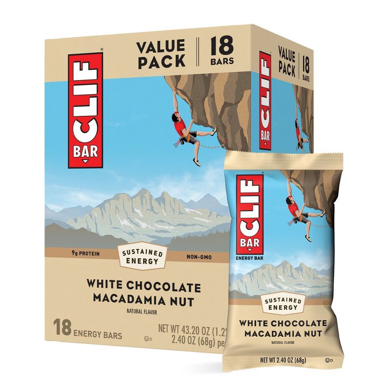 slide 2 of 9, CLIF Bar White Chocolate Macadamia Nut Energy Bars - 43.2oz/18pk, 43.2 oz, 18 ct