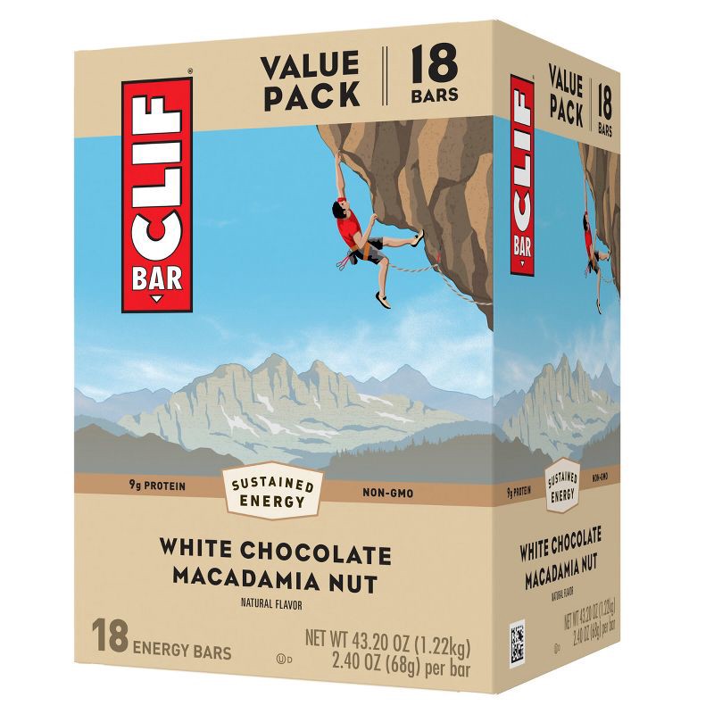 slide 1 of 9, CLIF Bar White Chocolate Macadamia Nut Energy Bars - 43.2oz/18pk, 43.2 oz, 18 ct