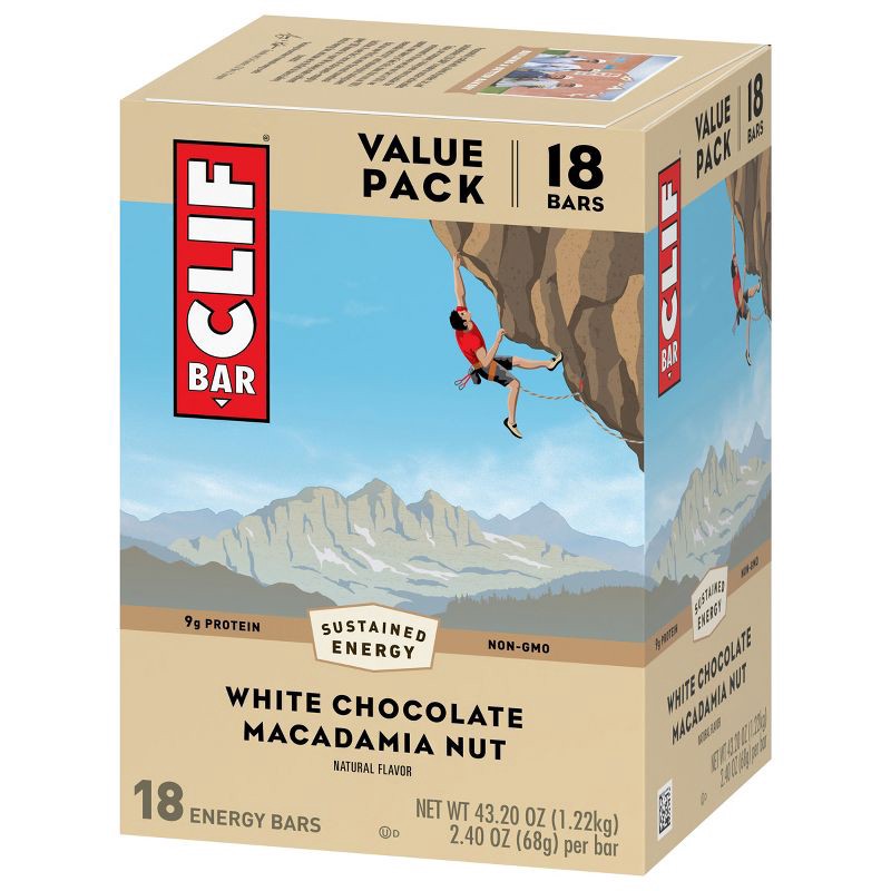 slide 6 of 9, CLIF Bar White Chocolate Macadamia Nut Energy Bars - 43.2oz/18pk, 43.2 oz, 18 ct