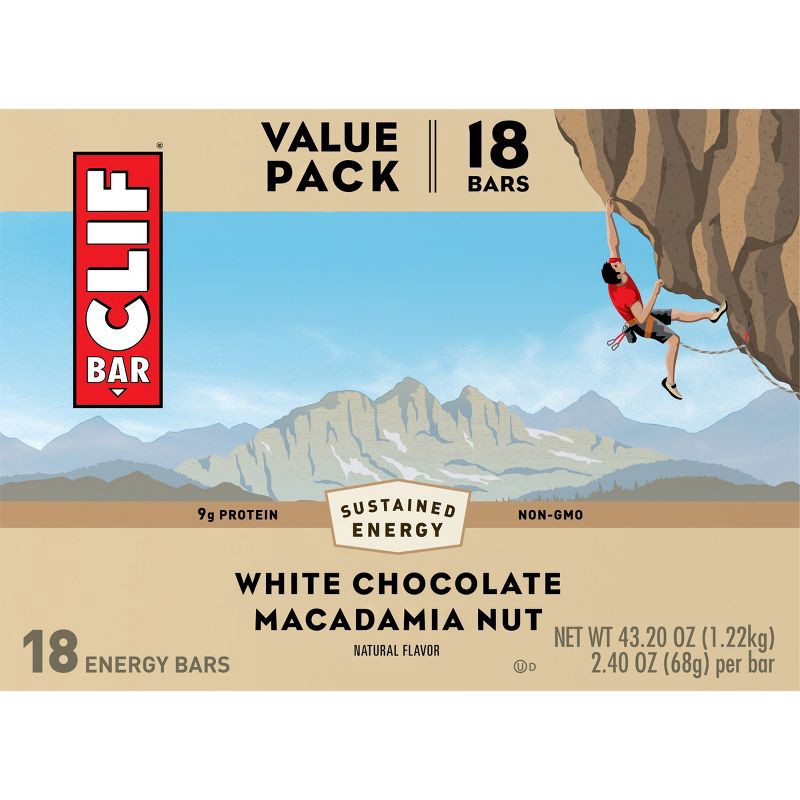slide 7 of 9, CLIF Bar White Chocolate Macadamia Nut Energy Bars - 43.2oz/18pk, 43.2 oz, 18 ct