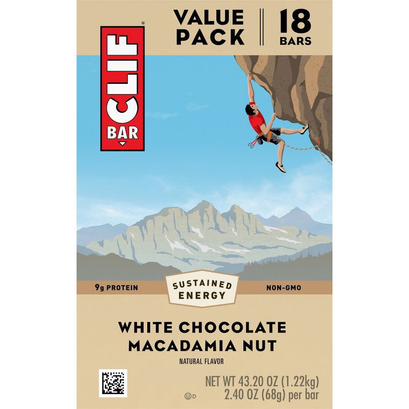 slide 9 of 9, CLIF Bar White Chocolate Macadamia Nut Energy Bars - 43.2oz/18pk, 43.2 oz, 18 ct