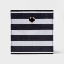 11" Fabric Cube Storage Bin Black/White Rugby Striped - Room Essentials™: Collapsible, Lightweight, No Assembly Required