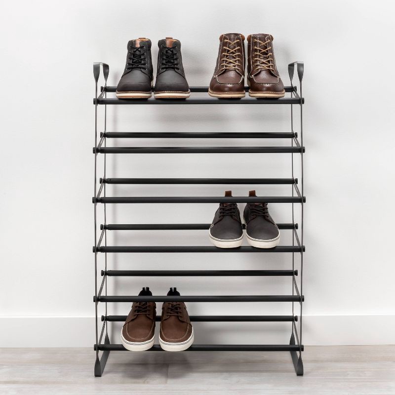slide 2 of 4, Expandable Shoe Shelf - Room Essentials™: Freestanding Steel Shoe Rack, Holds 30 Pairs, Gray, Closet Organizer, 1 ct