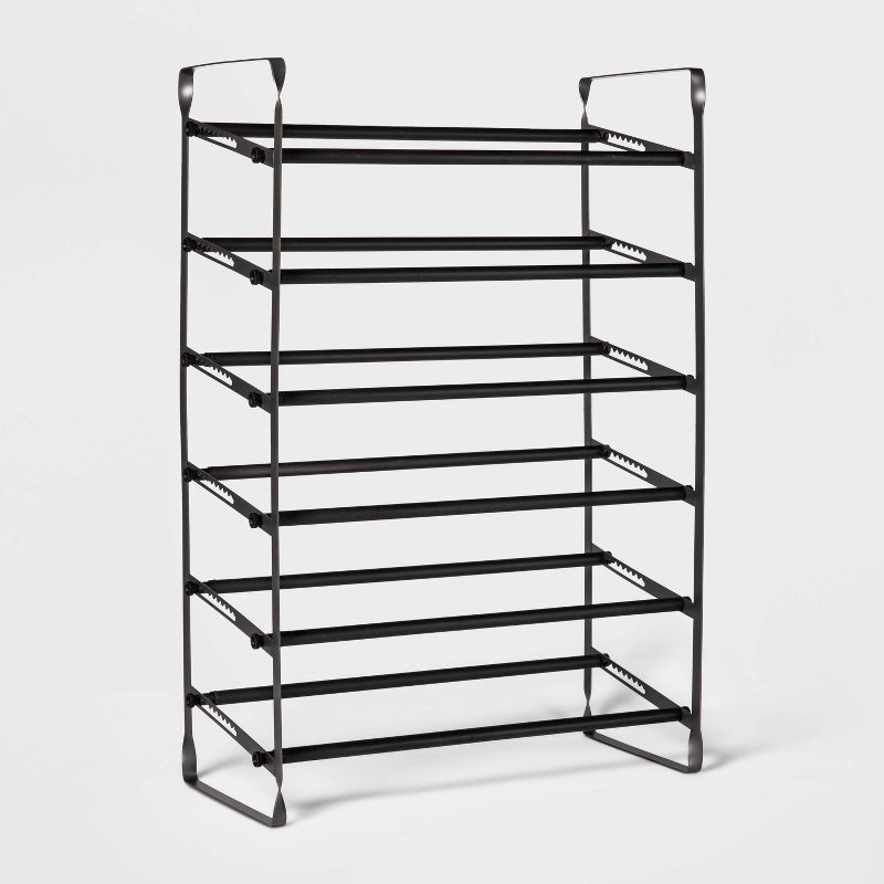 slide 3 of 4, Expandable Shoe Shelf - Room Essentials™: Freestanding Steel Shoe Rack, Holds 30 Pairs, Gray, Closet Organizer, 1 ct