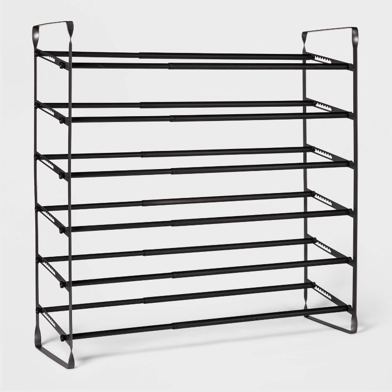 slide 4 of 4, Expandable Shoe Shelf - Room Essentials™: Freestanding Steel Shoe Rack, Holds 30 Pairs, Gray, Closet Organizer, 1 ct