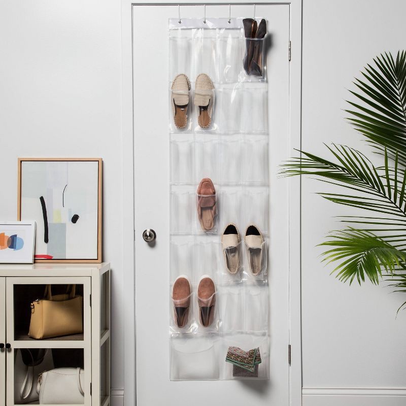 slide 2 of 3, Over-the-Door Shoe Organizer Clear - Room Essentials™: Holds 26 Pairs, Hanging Shoe Storage, EVA Frame, 70" Height, 1 ct
