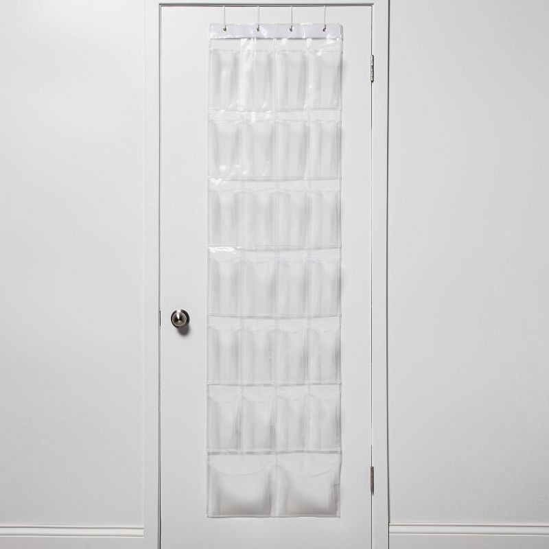 slide 1 of 3, Over-the-Door Shoe Organizer Clear - Room Essentials™: Holds 26 Pairs, Hanging Shoe Storage, EVA Frame, 70" Height, 1 ct