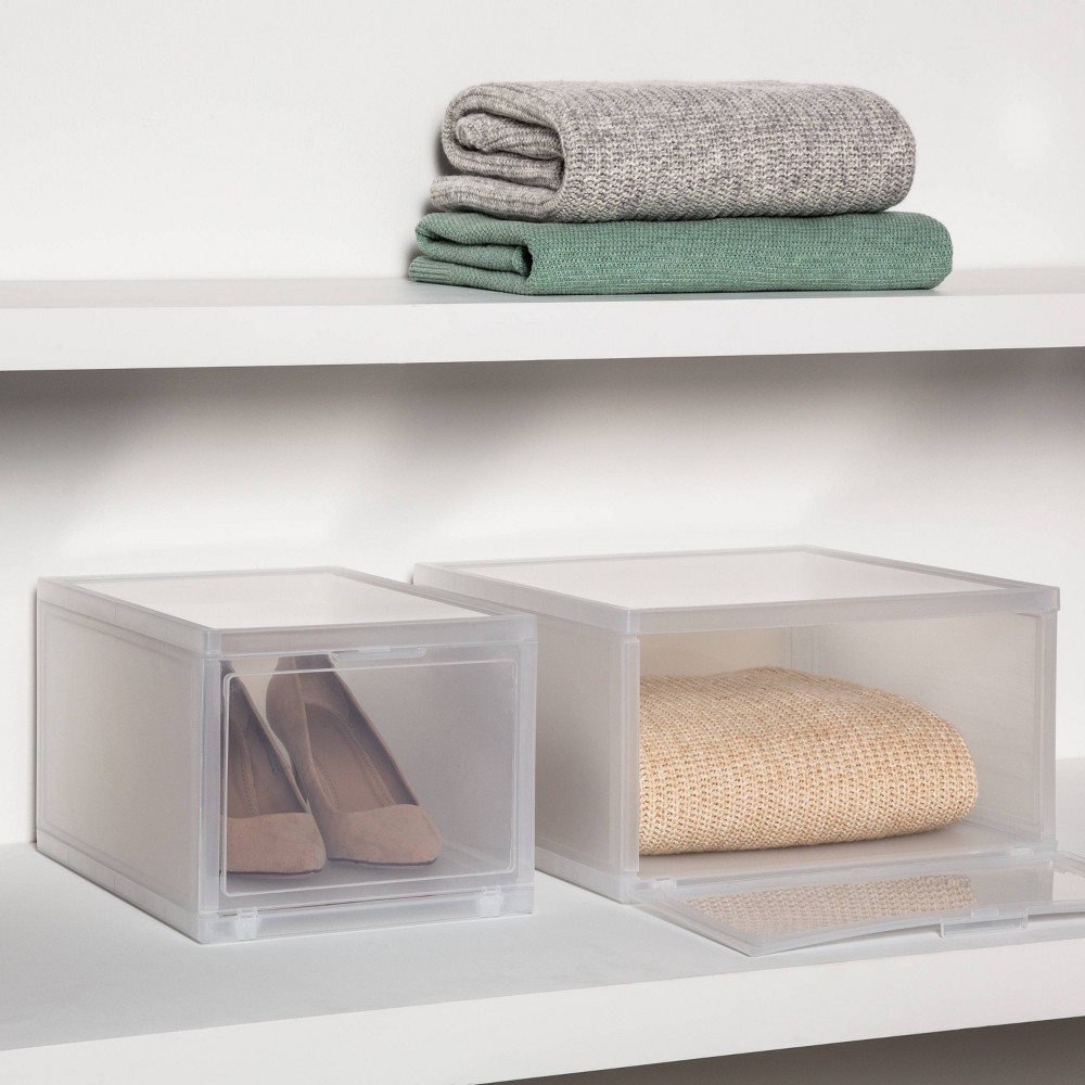 Gray Clear Front Closet Storage Bin