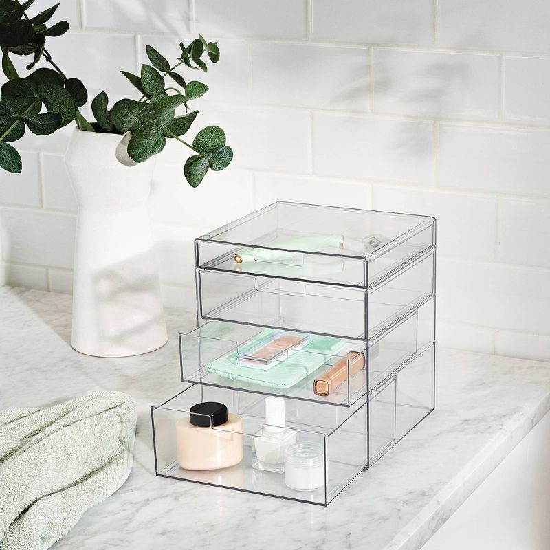 slide 2 of 6, 4 Drawer Stackable Countertop Organizer Clear - Brightroom™: Bathroom & Makeup Organizer, PETG Material, 8.02" Height, 1 ct