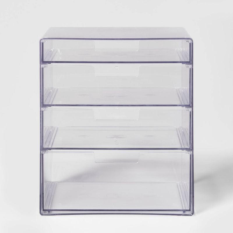 slide 3 of 6, 4 Drawer Stackable Countertop Organizer Clear - Brightroom™: Bathroom & Makeup Organizer, PETG Material, 8.02" Height, 1 ct