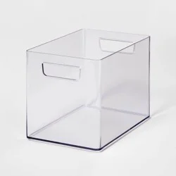 Medium Bathroom Organizer Bin with Handles Clear - Brightroom™: PETG, 6.5" Height, 9" Depth, 6" Width, Organizing Bin
