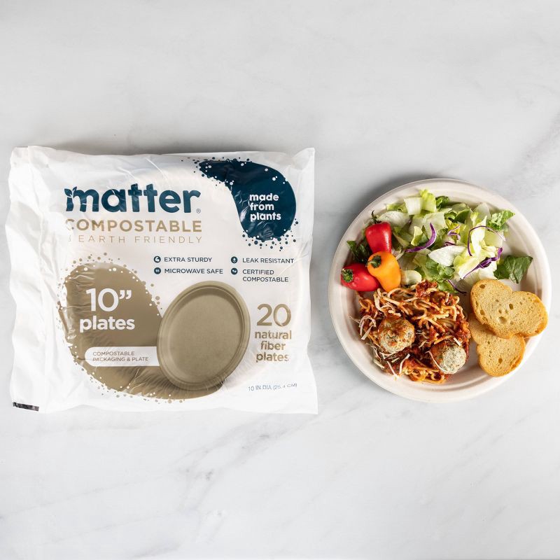 slide 2 of 10, Matter Compostable Fiber Disposable Plates 10" - Natural - 20ct, 20 ct