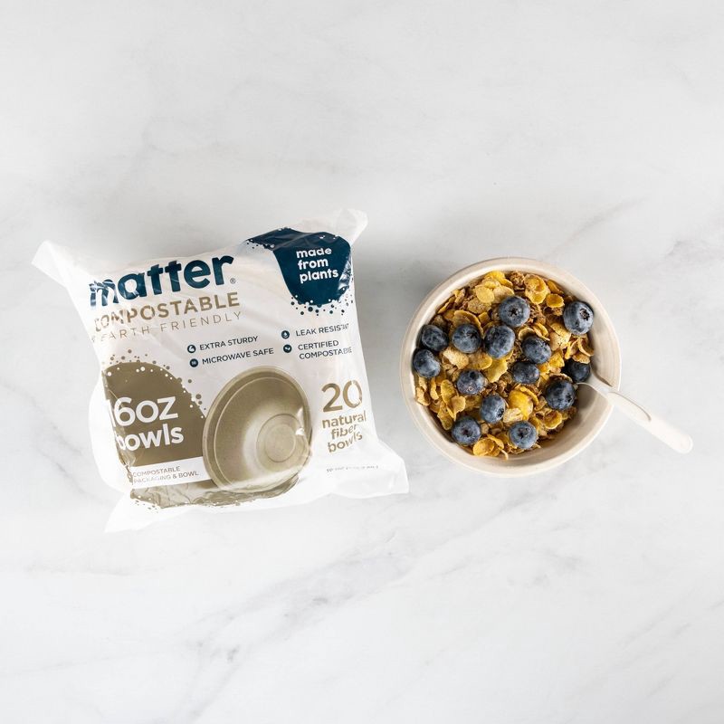 slide 2 of 10, Matter Compostable Fiber Disposable Bowls - Natural - 16oz/20ct, 20 ct; 16 oz
