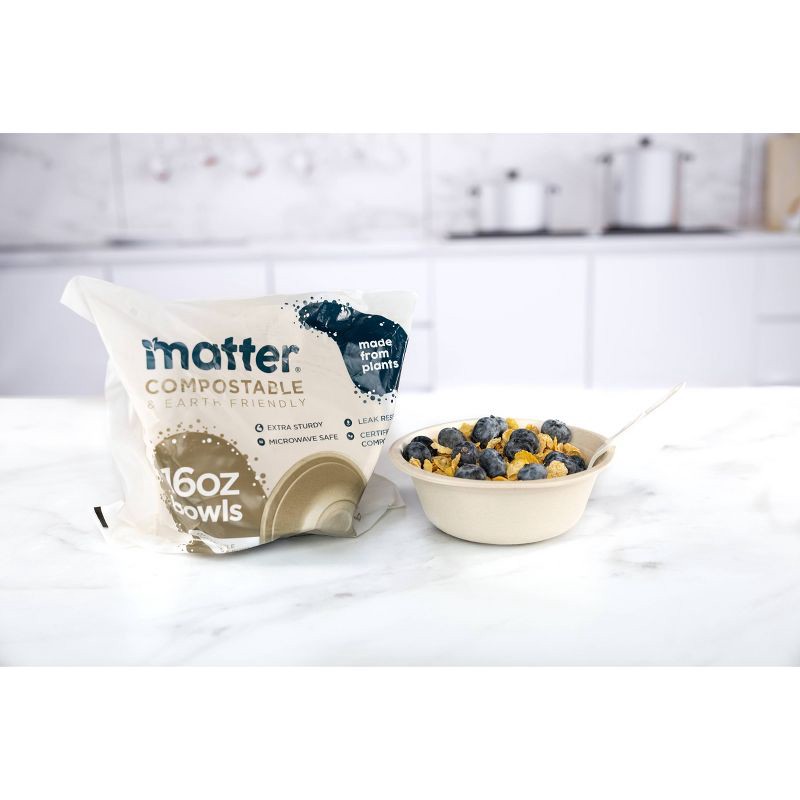 slide 4 of 10, Matter Compostable Fiber Disposable Bowls - Natural - 16oz/20ct, 20 ct; 16 oz