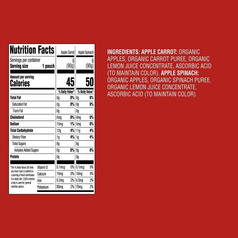 slide 6 of 6, Organic Applesauce Pouches Apple Carrot & Apple Spinach - 12ct - Good & Gather™, 12 ct
