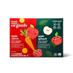 Organic Applesauce Pouches Apple Carrot & Apple Spinach - 12ct - Good & Gather™