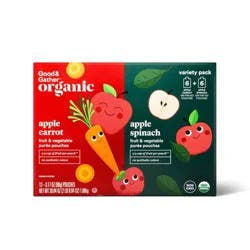 Organic Applesauce Pouches Apple Carrot & Apple Spinach - 12ct - Good & Gather™