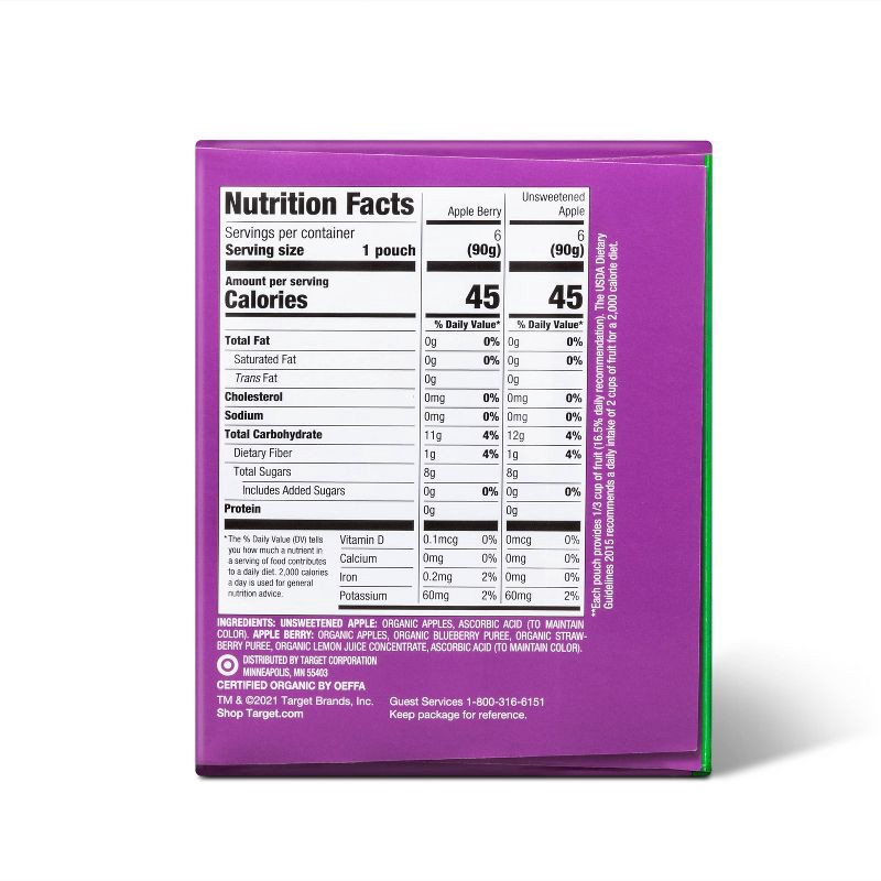 slide 2 of 6, Organic Applesauce Pouches - Apple & Apple Berry - 12ct - Good & Gather™, 12 ct