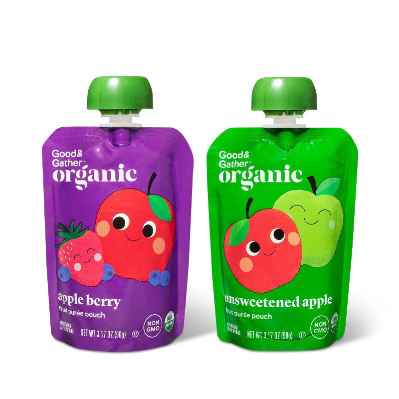 slide 5 of 6, Organic Applesauce Pouches - Apple & Apple Berry - 12ct - Good & Gather™, 12 ct