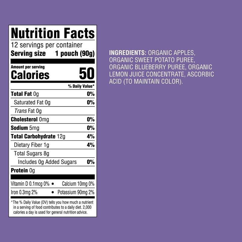 slide 6 of 6, Organic Applesauce Pouches - Apple Sweet Potato Blueberry - 12ct - Good & Gather™, 12 ct