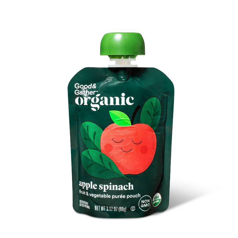 slide 2 of 4, Organic Applesauce Pouches - Apple Spinach - 4ct - Good & Gather™, 4 ct