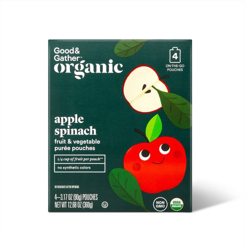 Organic Applesauce Pouches - Apple Spinach - 4ct - Good & Gather 4 ct ...