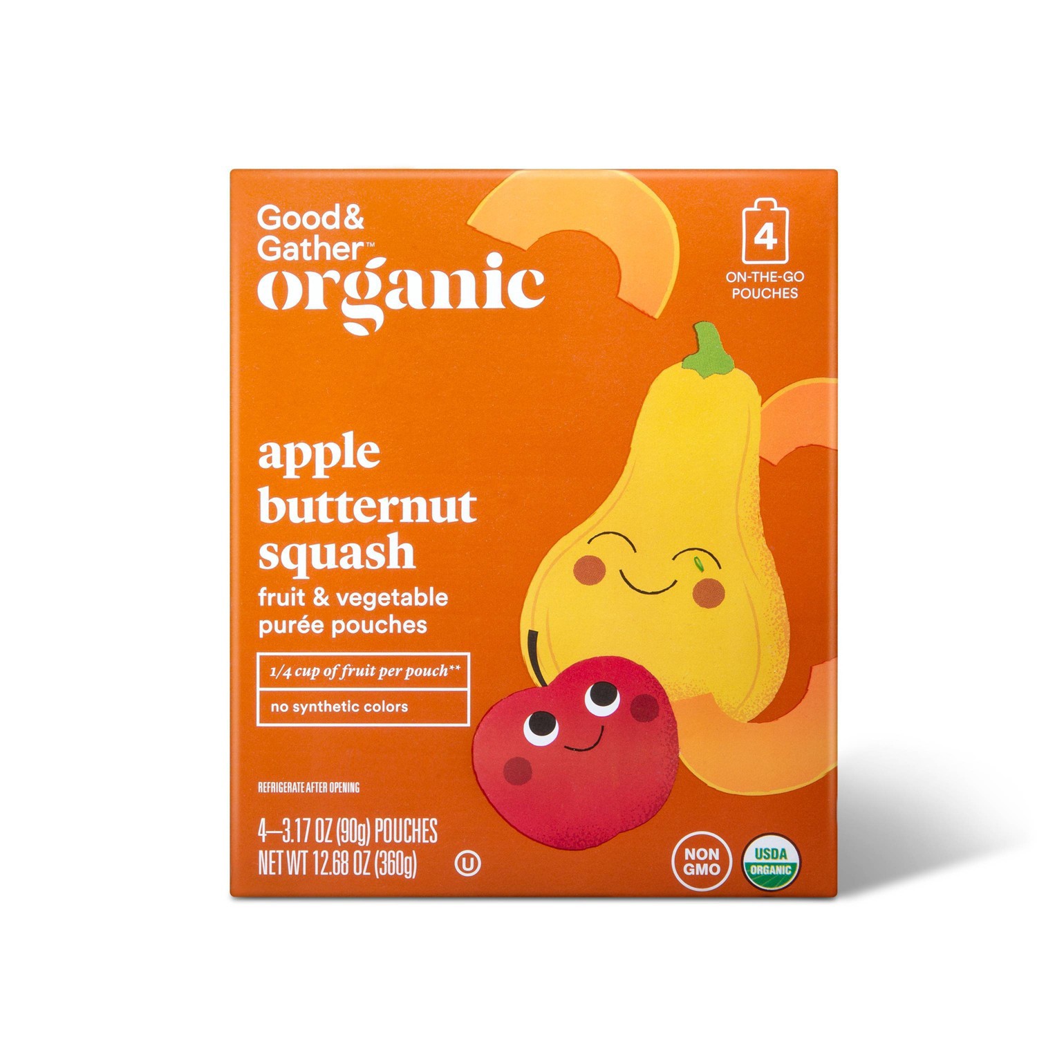 slide 1 of 4, Organic Applesauce Pouches - Apple Butternut Squash - 4ct - Good & Gather, 4 ct